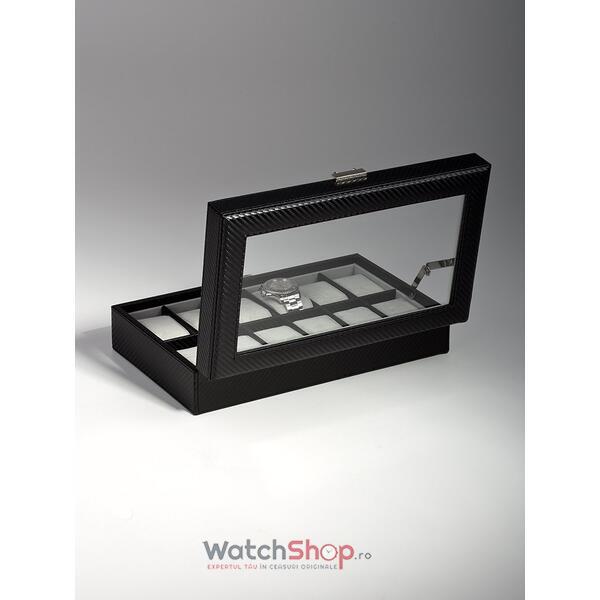 Cutie depozitare Rothenschild RS-1098-12CFBL 8.5 x 19 x 32 pentru 12 ceasuri Negru