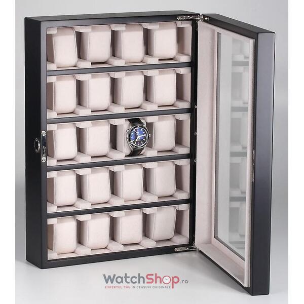 Cutie depozitare Rothenschild RS-1100-20BL 32 x 44.5 x 10 pentru 20 de ceasuri Negru