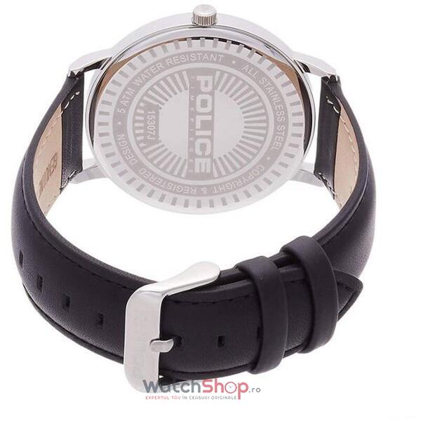 Ceas Police Virtue 15307JS/01 Black Leather & Silver Stainless Steel