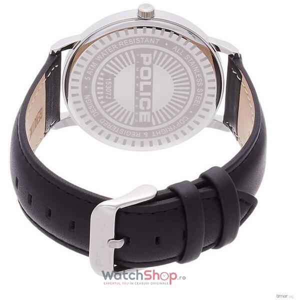 Ceas Police Virtue 15307JS/02 Black Leather & Silver Stainless Steel