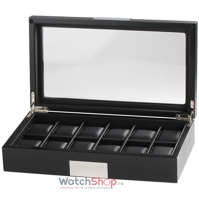 Cutie depozitare Rothenschild RS-2350-12BL 37 x 21 x 8.5 pentru 12 ceasuri Negru 8.5
