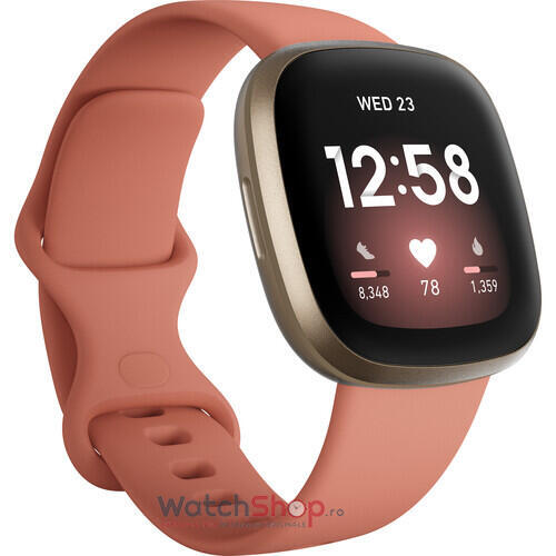 Ceas SmartWatch Fitbit VERSA 3 - Pink Clay/Soft Gold Aluminum