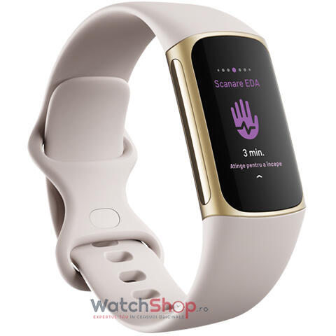 Ceas SmartWatch Fitbit Charge 5 Bratara Fitness Lunar White/Soft Gold Stainless Steel