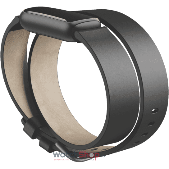 Curea smartwatch Fitbit Luxe Leather Double Wrap Black One Size