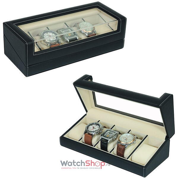 Cutie depozitare Rothenschild RS-3035-BL 28.5 x 9 x 12 pentru 5 ceasuri Negru