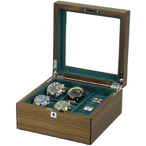 Cutie depozitare Rothenschild RS-2440-W 20.2 x 9 x 20.2 pentru 4 ceasuri, Maro