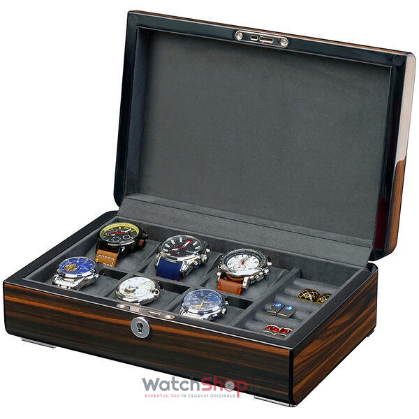 Cutie depozitare Rothenschild RS-2433-EB 29.5 x 9 x 20 pentru 6 ceasuri, Maro