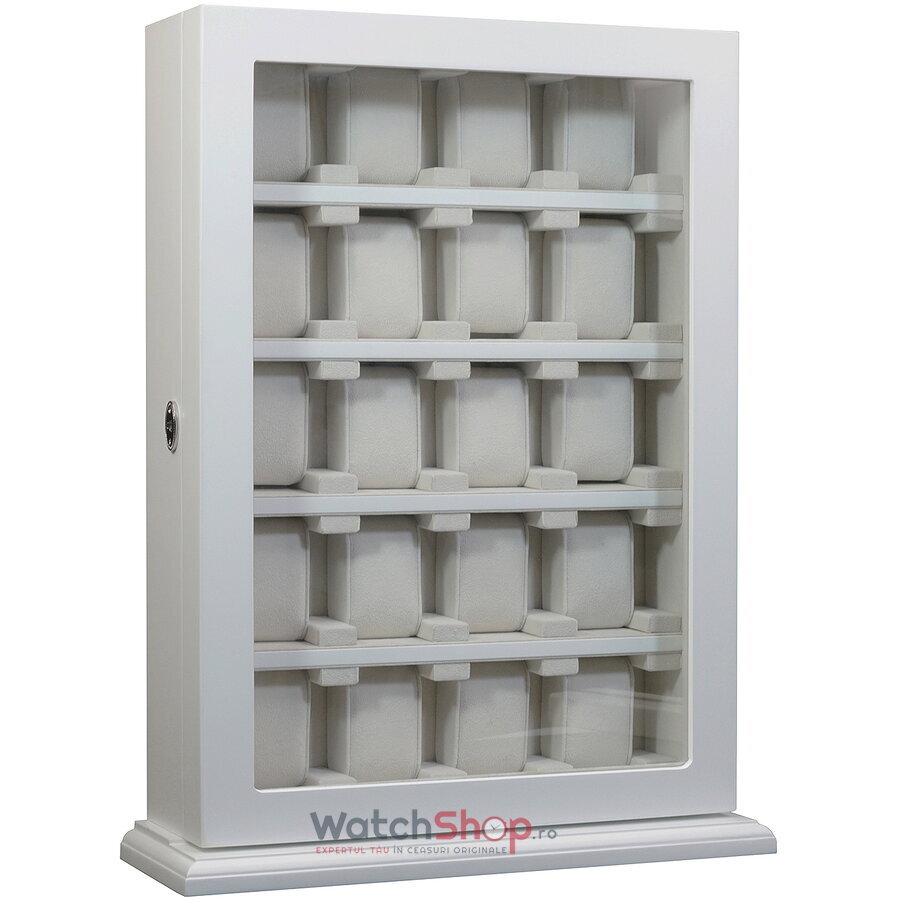 Cutie depozitare Rothenschild RS-1100-20WH 32 x 10 x 44.5 pentru 20 de ceasuri, Alb 44.5